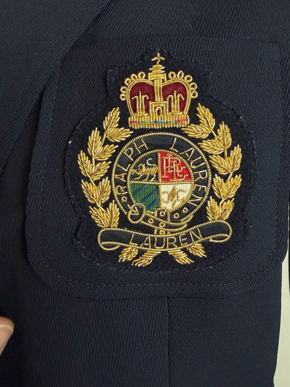 Classic Ralph Lauren Navy Wool Blazer with Embroidered Beaded Crest Old Money - Picture 4 of 12